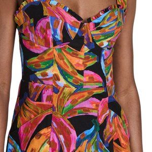 FARM RIO Rainbow Bananas Linen HALTER Sundress